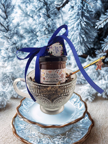 Prezent pod Choinkę. Zestaw prezentowy miodu z kubkiem , herbatką i łyżeczką piernikową