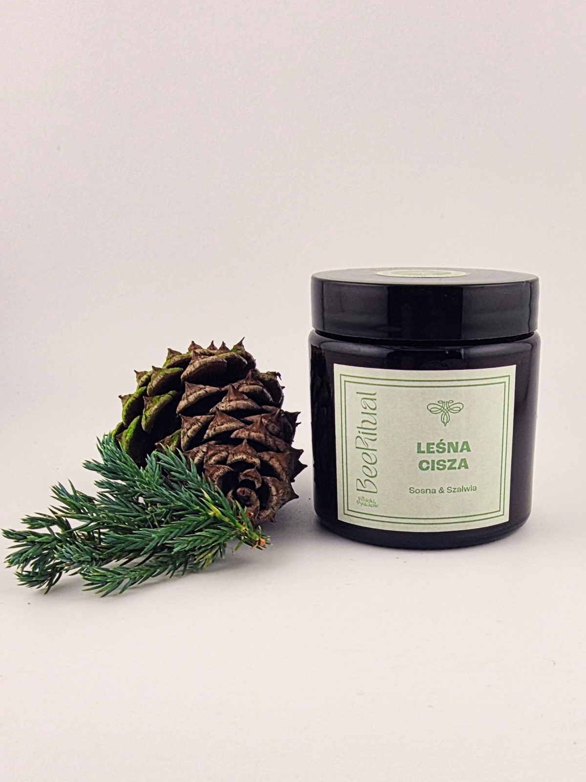 Świeca z wosku pszczelego w słoiku-LEŚNA CISZA