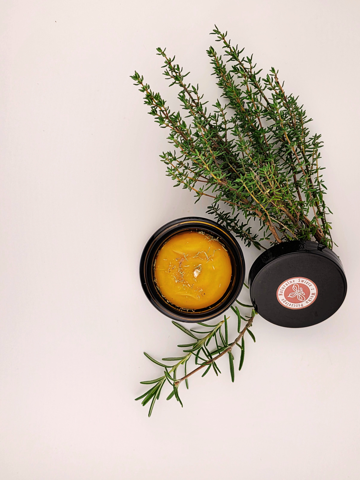 Świeca z wosku pszczelego w słoiku-ZIOŁOWY OGRÓD