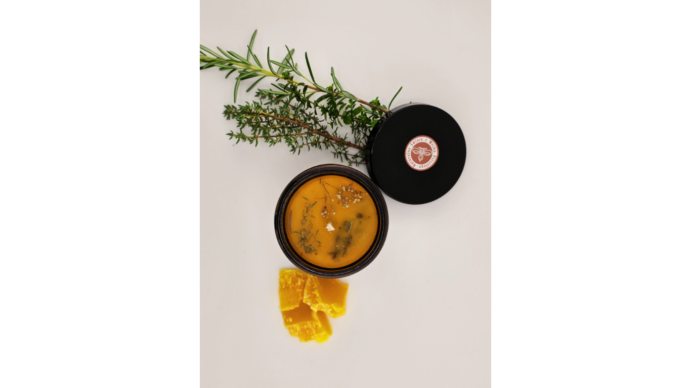 Świeca z wosku pszczelego w słoiku-ZIOŁOWY OGRÓD