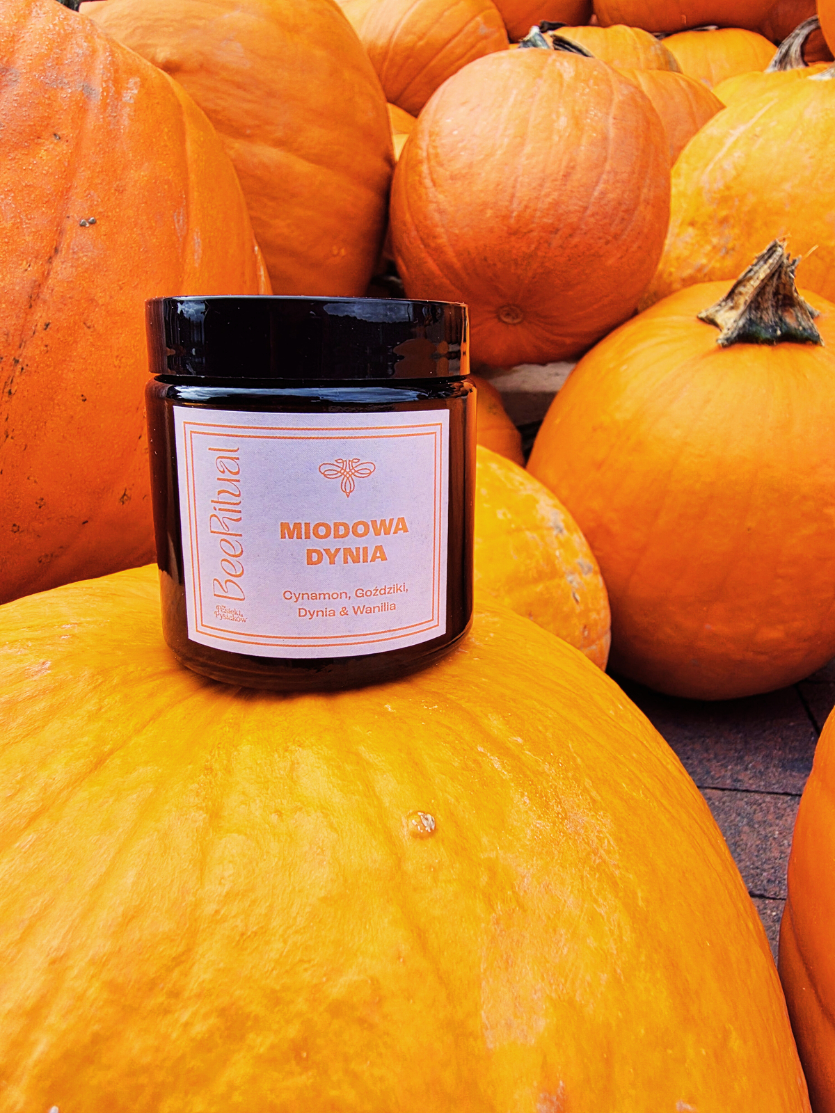 Świeca z wosku pszczelego w słoiku-MIODOWA DYNIA