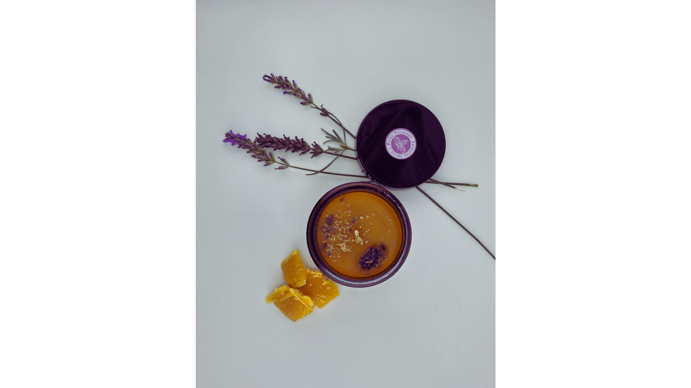 Świeca z wosku pszczelego w słoiku-LAWENDOWE UKOJENIE