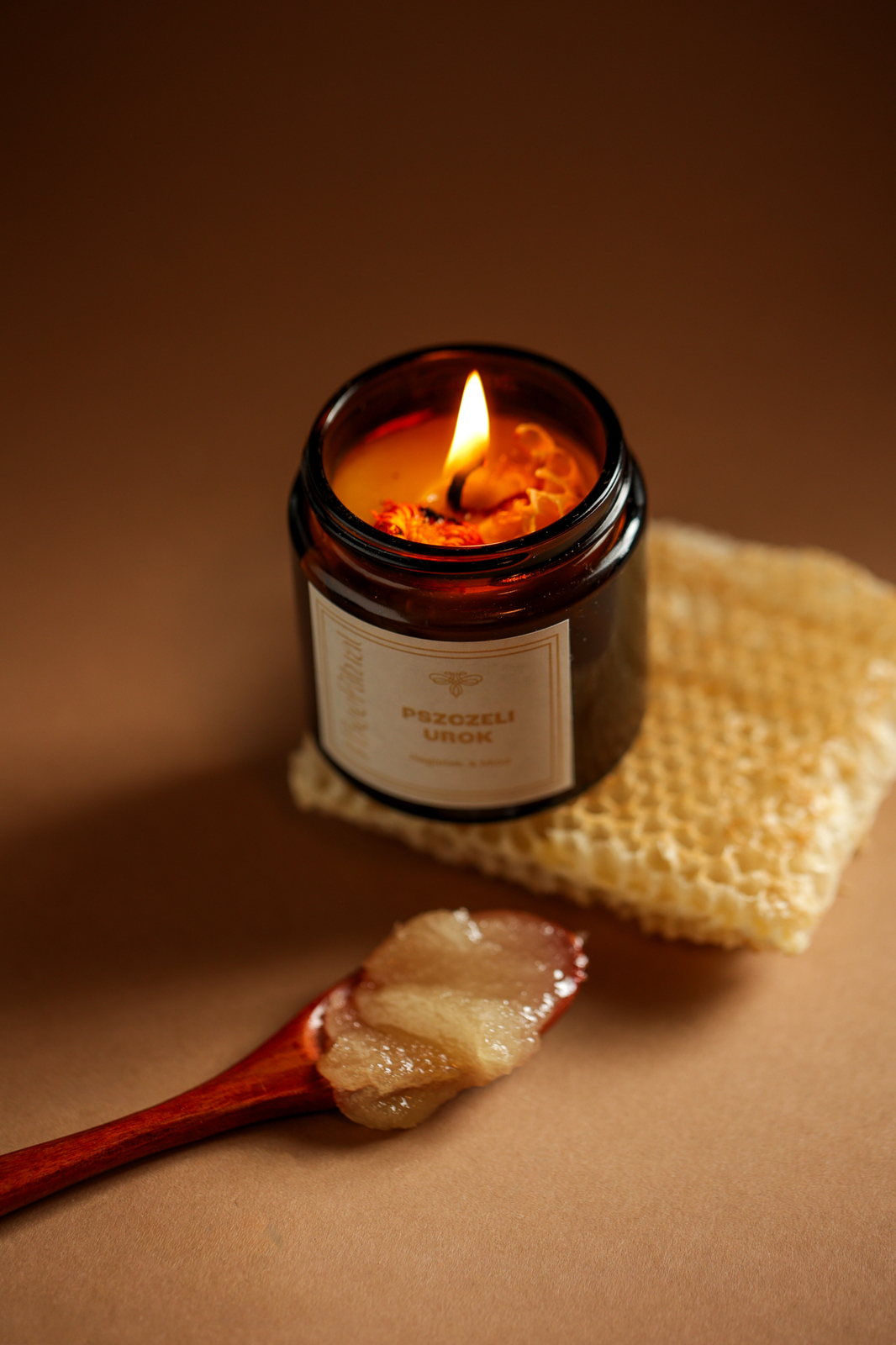Świeca z wosku pszczelego w słoiku-PSZCZELI UROK