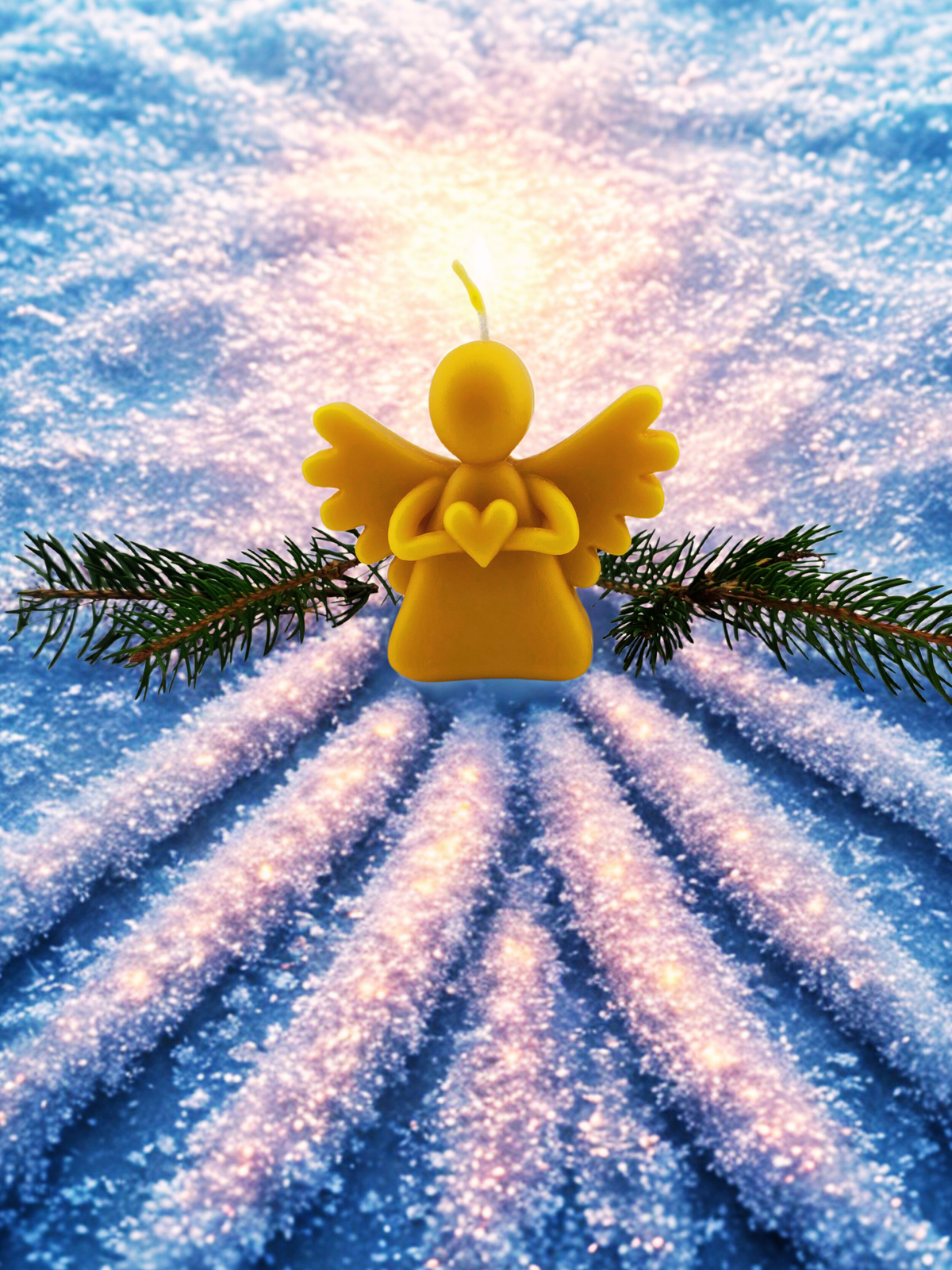 Świeca z wosku pszczelego-Aniołek z Serduszkiem