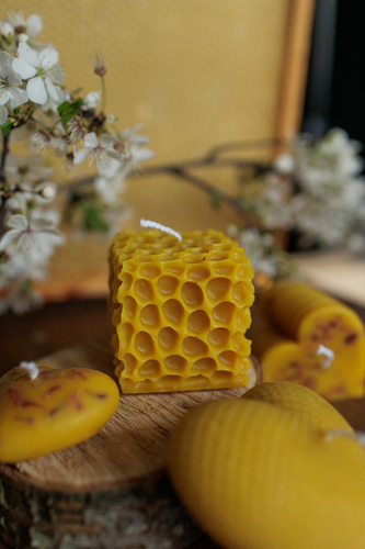 Świeca z naturalnego wosku pszczelego - plaster miodu