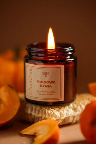 Świeca z wosku pszczelego w słoiku-MIODOWA DYNIA